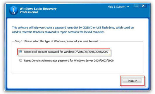 Reset local account password for Windows 7/Vista/XP/2008/2003/2000