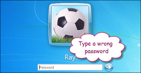 type a wrong password