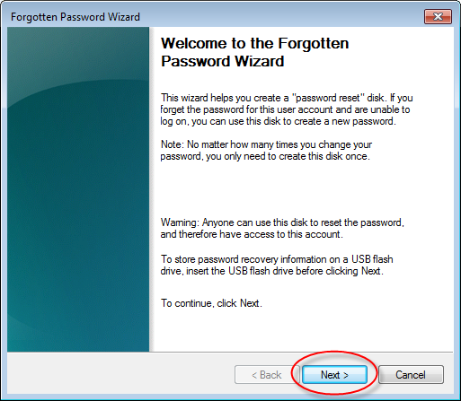 windows 7 password reset disk